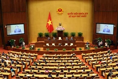 Chủ tịch Quốc hội Vương Đình Huệ phát biểu bế mạc Kỳ họp thứ nhất, Quốc hội khóa XV. (Ảnh: Phạm Kiên/TTXVN) 