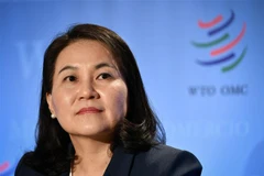 Bộ trưởng Thương mại Hàn Quốc Yoo Myung-hee trong cuộc họp báo tại Geneva (Thụy Sĩ) ngày 16/7/2020. (Nguồn: AFP/TTXVN) 