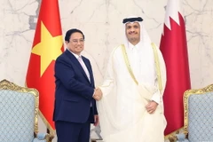 Thủ tướng Phạm Minh Chính hội đàm với Thủ tướng Nhà nước Qatar Sheikh Mohammed bin Abdulrahman bin Jasim Al-Thani. (Ảnh: Dương Giang/TTXVN)