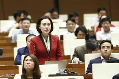 Đại biểu Quốc hội tỉnh Ninh Bình Trần Thị Hồng Thanh phát biểu. (Ảnh: An Đăng/TTXVN) 