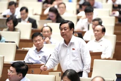 Bộ trưởng Bộ Nông nghiệp và Phát triển Nông thôn Lê Minh Hoan chịu trách nhiệm trả lời chất vấn nhóm vấn đề thuộc lĩnh vực nông nghiệp và phát triển nông thôn. (Ảnh: Lâm Khánh/TTXVN) 