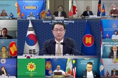 Thứ trưởng Ngoại giao Hàn Quốc Kim Gunn tại hội nghị trực tuyến. (Nguồn: TTXVN phát) 