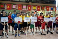 Các vận động viên tham gia giải bóng bàn Cúp Độc lập lần thứ nhất được tổ chức tại Liên bang Nga. (Ảnh: Quang Vinh/TTXVN) 