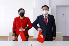 Chiều 6/9 (theo giờ địa phương), tại Thủ đô Vienna (Cộng hòa Áo), Chủ tịch Quốc hội Vương Đình Huệ hội kiến Chủ tich Quốc hội Indonesia Puan Maharani. (Ảnh: Doãn Tấn/TTXVN) 