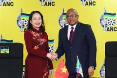 Phó Chủ tịch nước Võ Thị Ánh Xuân hội kiến Tổng Thư ký Đảng Đại hội Dân tộc Phi (ANC) Fikile Mbalula. (Ảnh: Lâm Khánh/TTXVN)