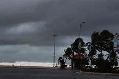 Đường ven biển Võ Nguyên Giáp (Đà Nẵng) gió giật mạnh, sóng cao từ 3-5 mét trong cơn bão số 9. (Nguồn: TTXVN) 