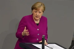 Thủ tướng Angela Merkel phát biểu tại cuộc họp về dịch COVID-19 ở Berlin, Đức, ngày 23/4/2020. (Nguồn: AFP/TTXVN) 