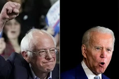 Ứng cử viên Tổng thống Mỹ đảng Dân chủ Joe Biden (phải) và Bernie Sanders. (Nguồn: AFP/TTXVN) 