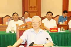 Tổng Bí thư, Chủ tịch nước Nguyễn Phú Trọng, Trưởng Tiểu ban Văn kiện Đại hội XIII của Đảng phát biểu kết luận cuộc họp Tiểu ban Văn kiện Đại hội XIII của Đảng. (Ảnh: Trí Dũng/TTXVN) 