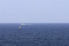 Tàu hải quân Israel tuần tra tại vùng biển trên Địa Trung Hải, gần khu vực hải giới với Liban, ngày 3/10/2022. (Ảnh: AFP/TTXVN) 