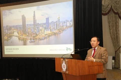 Đại sứ Nguyễn Hoàng Long phát biểu tại buổi hội thảo. (Ảnh: Đình Thư/Vietnam+)