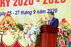 Ông Phạm Minh Chính, Ủy viên Bộ Chính trị, Bí thư Trung ương Đảng, Trưởng ban Tổ chức Trung ương phát biểu chỉ đạo Đại hội. (Ảnh: Thái Thuần/TTXVN)