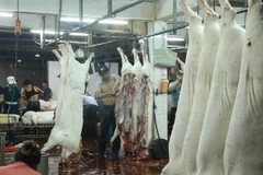 Một cơ sở giết mổ tại Long An. (Ảnh: Bùi Giang/TTXVN)