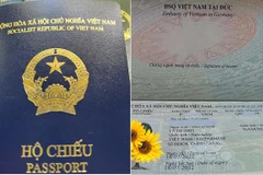 Mẫu hộ chiếu mới màu xanh tím than. (Nguồn: TTXVN) 