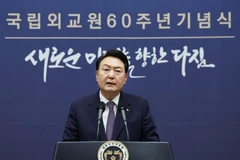 Tổng thống Hàn Quốc Yoon Suk Yeol phát biểu tại một sự kiện ở Seoul ngày 1/9/2023. (Ảnh: Yonhap/TTXVN)