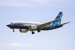 Máy bay Boeing 737 MAX trong chuyến bay thử tại Seattle, bang Washington, Mỹ ngày 29/6/2020. (Nguồn: AFP/TTXVN) 