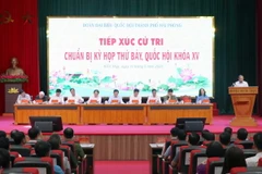 Hội nghị tiếp xúc cử tri huyện Kiến Thụy, chuẩn bị cho Kỳ họp thứ 7, Quốc hội khóa XV. (Ảnh: Hoàng Ngọc/TTXVN)