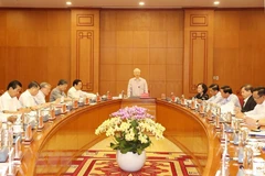 Sáng 10/5, tại Trụ sở Trung ương Đảng, Tổng Bí thư Nguyễn Phú Trọng, Trưởng Ban Chỉ đạo, chủ trì Cuộc họp Thường trực Ban Chỉ đạo Trung ương về phòng, chống tham nhũng, tiêu cực. (Ảnh: Trí Dũng/TTXVN)