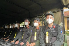 Cán bộ chiến sỹ Trung đoàn Cảnh sát cơ động Tây Nguyên. (Ảnh: TTXVN phát) 