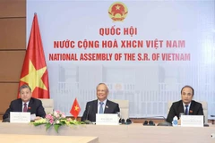 Phó Chủ tịch Quốc hội Uông Chu Lưu dự hội nghị trực tuyến. (Ảnh: Phương Hoa/TTXVN) 