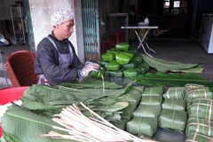 [Photo] Làng nghề bánh chưng Bờ Đậu ở Thái Nguyên sôi động vào vụ Tết