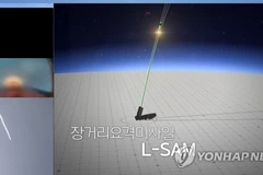 Một hình ảnh mô phỏng trên máy tính về hệ thống phòng thủ tên lửa L-SAM của Hàn Quốc. (Nguồn: Yonhap)