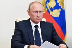 Tổng thống Nga Vladimir Putin tại một cuộc họp ở Moskva ngày 12/5/2020. (Nguồn: AFP/TTXVN) 