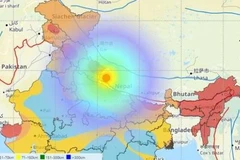 Vị trí xảy ra trận động đất. (Nguồn: Hindustantimes) 