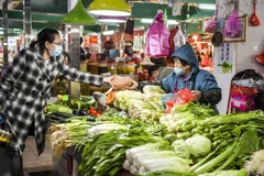 Người dân mua sắm tại một chợ ở Quảng Tây, Trung Quốc. (Ảnh: THX/TTXVN)