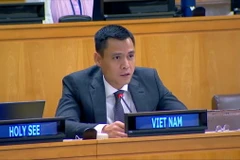 Đại sứ Đặng Hoàng Giang, Trưởng Phái đoàn thường trực Việt Nam tại Liên hợp quốc, phát biểu tại phiên thảo luận chung thường niên của Ủy ban các vấn đề xã hội, nhân đạo và văn hóa (Ủy ban 3) Đại hội đồng Liên hợp quốc khoá 79. (Ảnh: Thanh Tuấn/TTXVN)