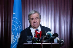 Tổng Thư ký Liên hợp quốc Antonio Guterres phát biểu tại Burundi, ngày 5/5/2023. (Ảnh: AFP/TTXVN)
