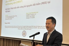 Ông Lê Quốc Hùng, Phó Cục trưởng Cục Địa chất Việt Nam, phát biểu tại khóa tập huấn. (Ảnh: Diệu Thúy/TTXVN)