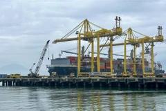 Bốc xếp hàng container tại cảng Tiên Sa. (Ảnh: Trần Lê Lâm/TTXVN)