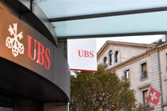 Biểu tượng ngân hàng UBS tại Geneva, Thụy Sĩ, ngày 20/3/2023. (Ảnh: THX/TTXVN)
