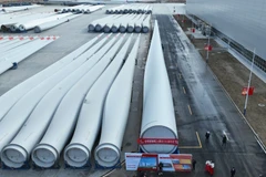 Những chiếc cánh turbine gió dài 131m tại công ty Năng lượng tái tạo Sany ở Bayannur, Khu tự trị Nội Mông, Trung Quốc ngày 21/3/2024. (Ảnh: THX/TTXVN)