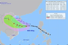 Bản đồ đường đi của bão số 5. (Ảnh: TTXVN phát) 