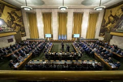 Toàn cảnh cuộc họp các thành viên Ủy ban Hiến pháp Syria tại Geneva, Thụy Sĩ, ngày 30/10/2019. (Nguồn: AFP/TTXVN) 