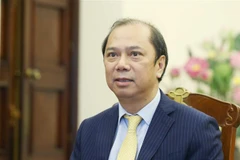 Thứ trưởng Ngoại giao Nguyễn Quốc Dũng đề xuất những phương hướng, biện pháp nhằm tăng cường quan hệ Việt Nam-Ấn Độ hậu đại dịch COVID-19 và cuộc cách mạng công nghiệp lần thứ tư. (Ảnh: Phạm Kiên/TTXVN) 