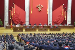 Toàn cảnh phiên họp ngày thứ 2, kỳ họp toàn thể lần thứ 5 Ủy ban Trung ương đảng Lao động Triều Tiên khóa VII tại Bình Nhưỡng ngày 29/12/2019. (Nguồn: Yonhap/TTXVN) 