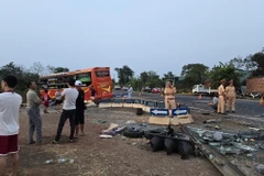Hiện trường vụ tai nạn. (Ảnh: TTXVN phát)