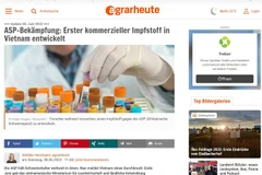 Báo Đức Agrarheute (Nông nghiệp ngày nay) đưa tin về vaccine ASF của Việt Nam. (Ảnh: Mạnh Hùng/TTXVN) 