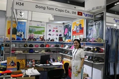 Gian hàng của Công ty Đồng Tâm Caps tại Global Sourcing Expo Australia 2023. (Ảnh: Thanh Tú/TTXVN)