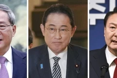 Tổng thống Yoon Suk Yeol (phải) sẽ hội đàm với Thủ tướng Trung Quốc Lý Cường (trái) và Thủ tướng Nhật Bản Fumio Kishida (giữa) vào ngày 27/5. (Nguồn: EPA)