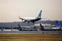 Máy bay Boeing 737 MAX tại nhà máy của Boeing ở Seattle, Washington, Mỹ. (Ảnh: AFP/TTXVN)