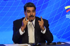 Tổng thống Venezuela Nicolas Maduro tại cuộc họp báo ở Caracas, ngày 12/6/2023. (Ảnh: AFP/TTXVN)