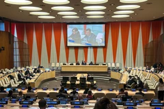 Ngày 24/4/2023, tại New York, Hoa Kỳ, trong vai trò Phó Chủ tịch Đại hội đồng Liên hợp quốc Khóa 77, Đại sứ Đặng Hoàng Giang, Trưởng Phái đoàn Việt Nam tại Liên hợp quốc tham gia chủ trì Phiên họp kỷ niệm Ngày Quốc tế Mẹ Trái Đất. (Ảnh: TTXVN phát) 