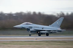 Máy bay chiến đấu Eurofighter tại căn cứ không quân ở Neuburg, Đức, ngày 26/2/2024. (Ảnh: AFP/TTXVN)