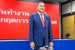 Ông Srettha Thavisin tại cuộc họp báo ở Bangkok, Thái Lan ngày 22/8/2023. (Ảnh: THX/TTXVN)