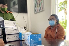 Đối tượng Nguyễn Thị Xuân tại Công an thành phố Tuy Hòa (Phú Yên). (Ảnh: TTXVN phát) 