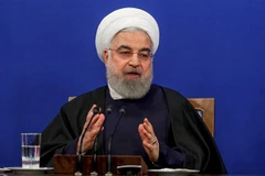 Tổng thống Iran Hassan Rouhani phát biểu trong cuộc họp báo tại Tehran. (Nguồn: AFP/TTXVN) 